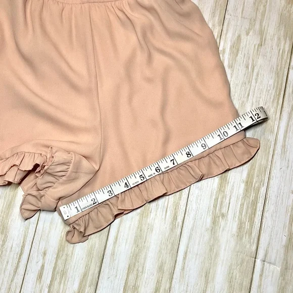 Gianna Bini Women’s Cold Shoulder V-neck Open Back Peach Ruffle Romper XS - Picture 7 of 8